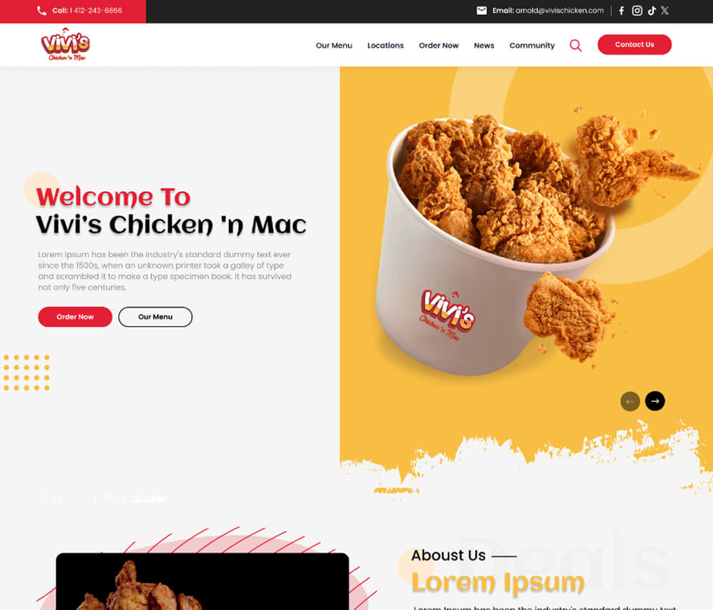 Vivi’s Chicken ’n Mac Website UI/UX